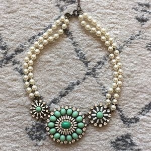 J crew mint and pearl necklace